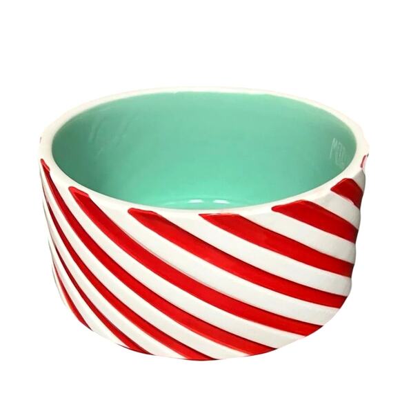 Rae Dunn Dog Bowl Christmas Candy Cane Striped MERRY PAWMAS New - Picture 4 of 11